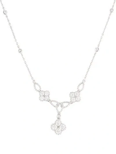 Pre-owned Gregg Ruth 18k 2.02ctw Diamond Floral Drop Necklace, 17" In Multicolor