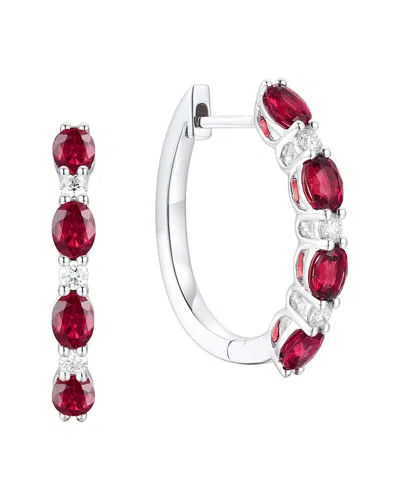 Gregg Ruth 18k 2.17 Ct. Tw. Diamond & Ruby Huggie Earring In Red