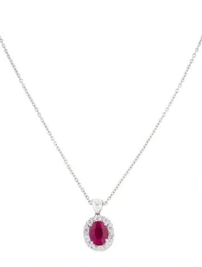 Pre-owned Gregg Ruth 18k 2.20ct Ruby & Diamond Pendant Necklace, 16" In Multicolor