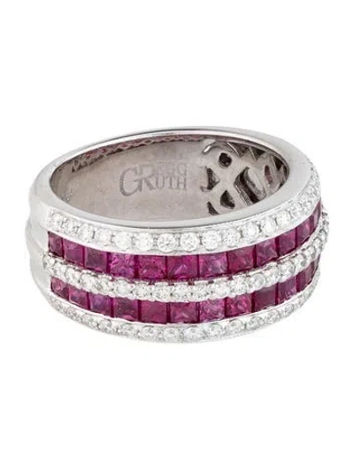 Pre-owned Gregg Ruth 18k 2.20ctw Ruby & Diamond Band In Multicolor