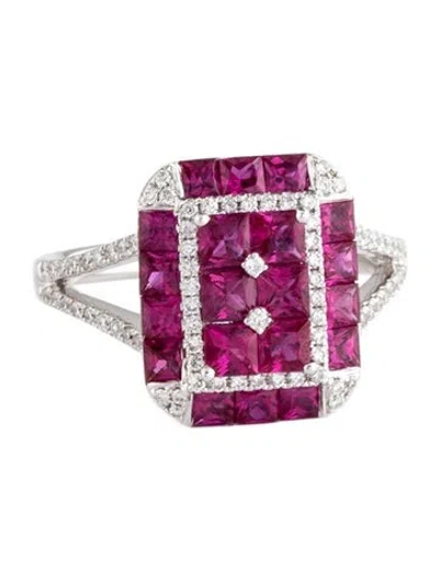 Pre-owned Gregg Ruth 18k 2.39ctw Ruby & Diamond Cocktail Ring In Multicolor