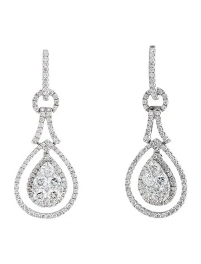 Pre-owned Gregg Ruth 18k 2.53ctw Diamond Drop Earrings In Multicolor