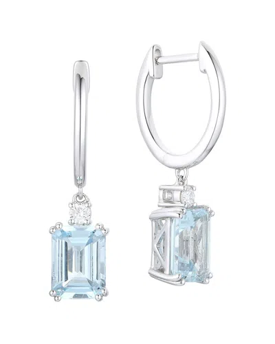 Gregg Ruth 18k 2.68 Ct. Tw. Diamond & Aquamarine Huggie Earring In No Color