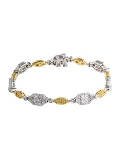 Pre-owned Gregg Ruth 18k 3.35ctw Diamond Line Bracelet, 6.75" In Multicolor