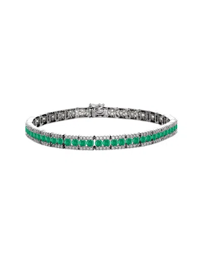 Gregg Ruth 18k 5.07 Ct. Tw. Diamond & Emerald Bracelet In Green