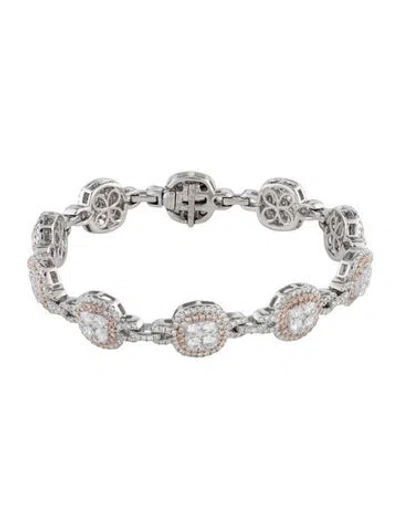 Pre-owned Gregg Ruth 18k 5.87ctw Diamond Link Bracelet, 6.5" In Multicolor