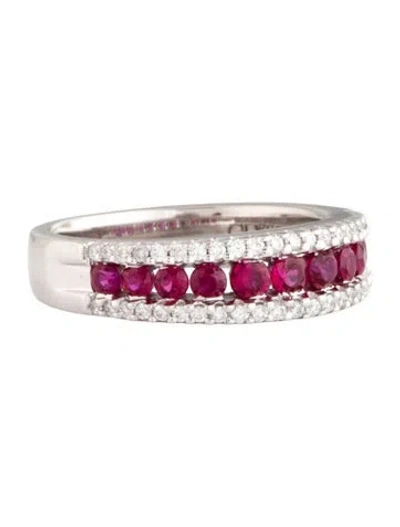 Pre-owned Gregg Ruth 18k Diamond & Ruby Band In Multicolor