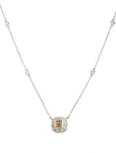 Pre-owned Gregg Ruth 18k Diamond Pendant Necklace, 18.25" In Multicolor