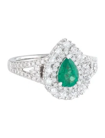 Pre-owned Gregg Ruth 18k Emerald & Diamond Cocktail Ring In Multicolor
