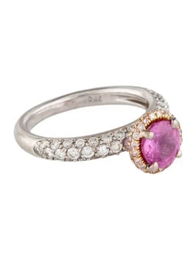 Pre-owned Gregg Ruth 18k Sapphire & Diamond Cocktail Ring In Multicolor