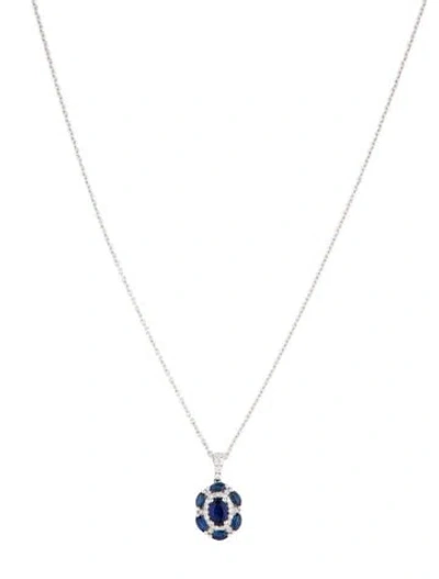 Pre-owned Gregg Ruth 18k Sapphire & Diamond Pendant Necklace, 18" In Multicolor