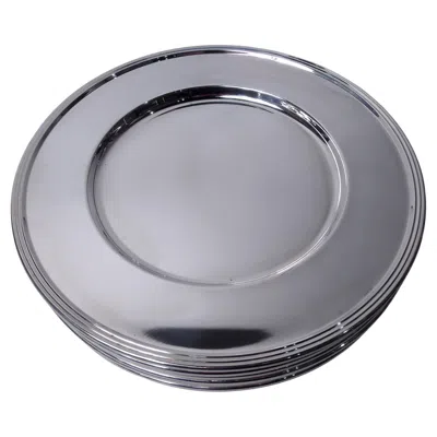 Pre-owned Greggio Set Of 12 Italian Modern Silver 12-inch Dinner Plates