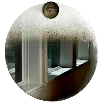 Pre-owned Gregory Nangle Ghost Mirror By : Smoked Glass & Steel, Brutalist Usa In Gold