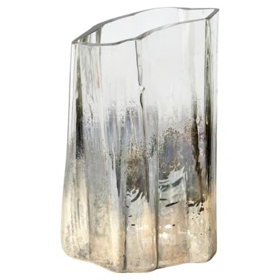Pre-owned Gregory Nangle Hand Blown Glass Solarized Ghost Vase By , Brutalist Design In Silver