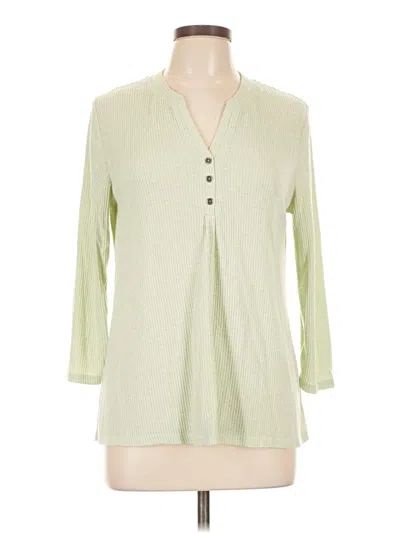 Pre-owned Greige 3/4 Sleeve Top Green V Neck Tops