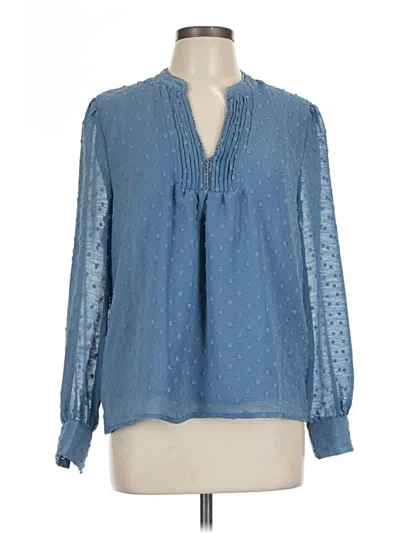 Pre-owned Greige Long Sleeve Blouse In Blue