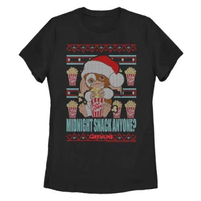 Gremlins Midnight Snack Ugly Christmas Sweater Print  Graphic T-shirt In Black