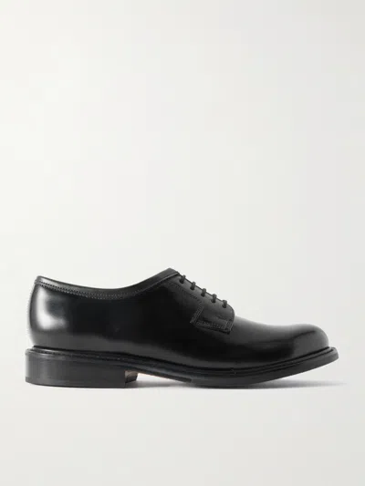 Grenson Camden Polished-leather Derby Shoes In Black