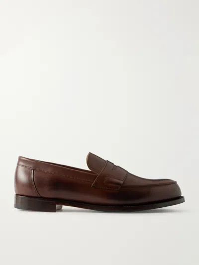 Grenson Epsom Leather Penny Loafers In Brown