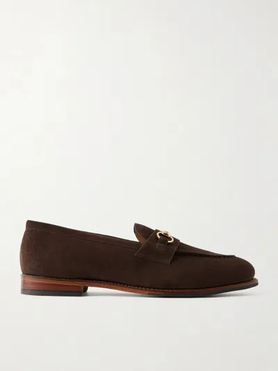 Grenson Franklin Horsebit-embellished Suede Loafers In Brown