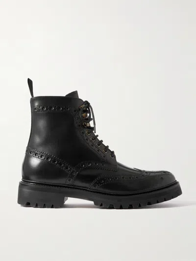 Grenson Fred Leather Brogue Boots In Black