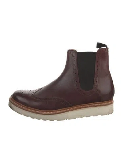 Pre-owned Grenson Leather Chelsea Boots In Burgundy