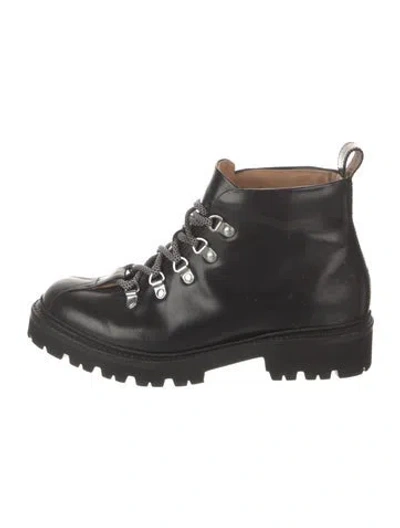 Pre-owned Grenson Leather Combat Boots In Black