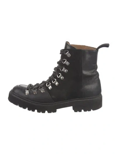 Pre-owned Grenson Leather Combat Boots In Black