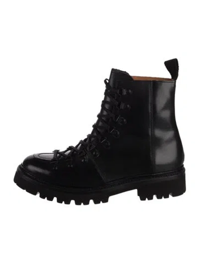 Pre-owned Grenson Leather Combat Boots In Black