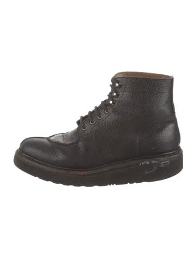 Pre-owned Grenson Leather Combat Boots In Black