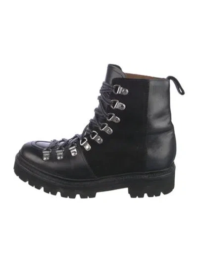 Pre-owned Grenson Leather Combat Boots In Black