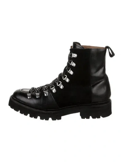 Pre-owned Grenson Leather Combat Boots In Black