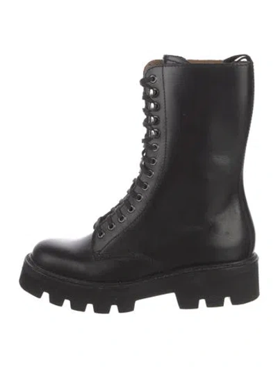 Pre-owned Grenson Leather Combat Boots In Black