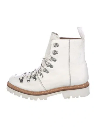 Pre-owned Grenson Leather Combat Boots In White
