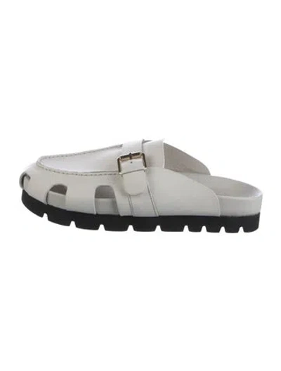 Pre-owned Grenson Leather Cutout Accent Mules In White