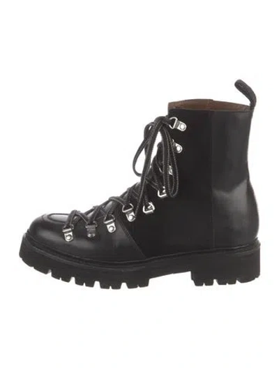 Pre-owned Grenson Leather Hiking Boots In Black