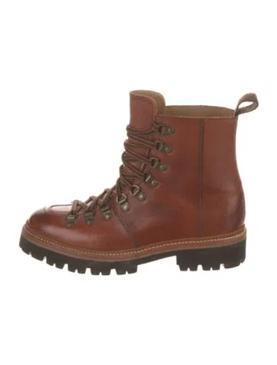 Pre-owned Grenson Leather Hiking Boots In Brown