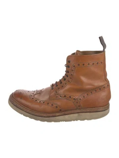 Pre-owned Grenson Leather Lace-up Boots In Brown
