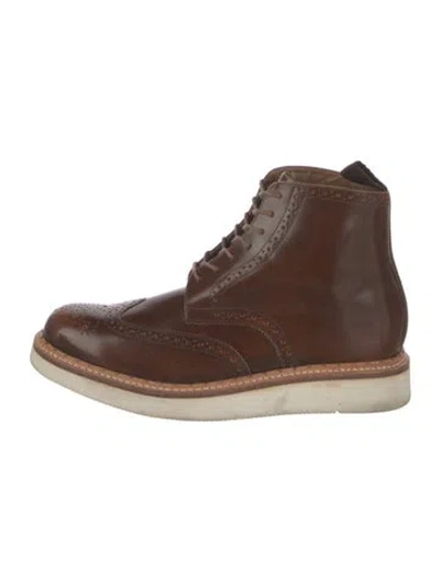 Pre-owned Grenson Leather Lace-up Boots In Brown