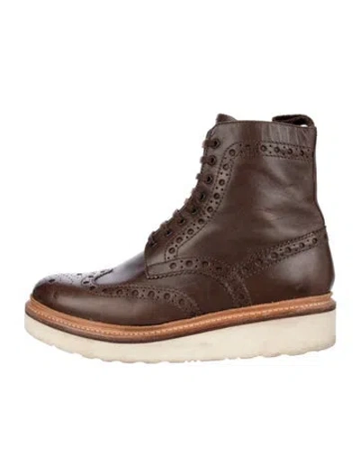 Pre-owned Grenson Leather Lace-up Boots In Brown