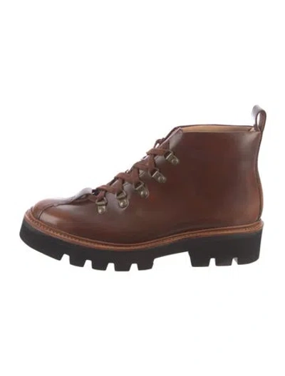Pre-owned Grenson Leather Lace-up Boots W/ Tags In Brown