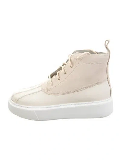 Pre-owned Grenson Leather Lace-up Boots In White