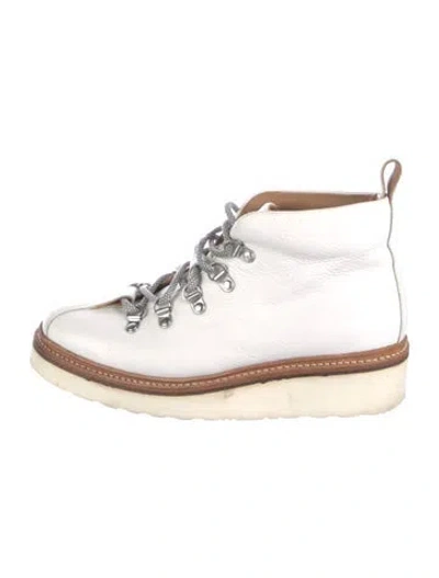 Pre-owned Grenson Leather Lace-up Boots In White