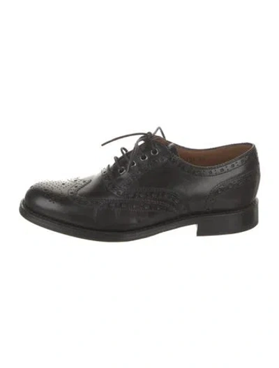 Pre-owned Grenson Leather Lasercut Accents Brogues In Black