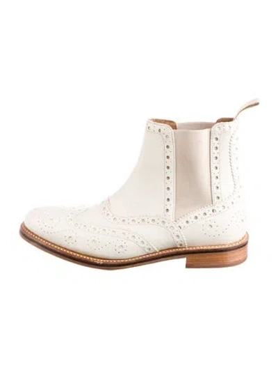 Pre-owned Grenson Leather Lasercut Accents Chelsea Boots In Neutral