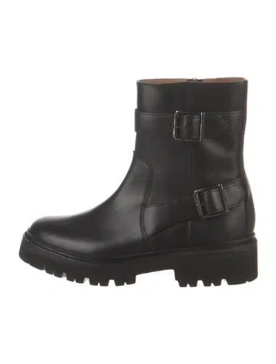 Pre-owned Grenson Leather Moto Boots In Black
