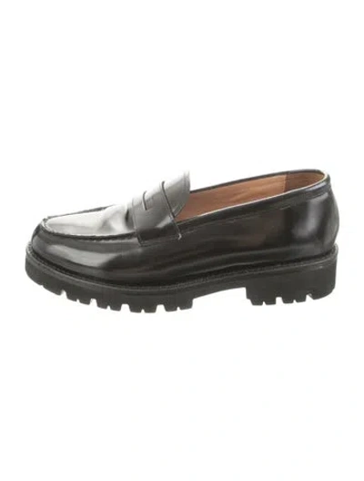 Pre-owned Grenson Leather Tassel Accents Loafers In Black