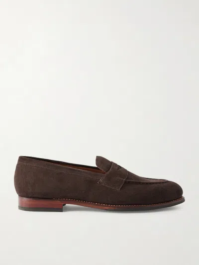 Grenson Lloyd Suede Loafers In Brown