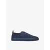 Grenson Mens Navy Sneaker 1 U Suede Low-top Trainers Eur 45 / 11 Uk In Blue