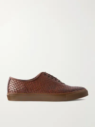 Grenson Mie Woven Leather Sneakers In Brown